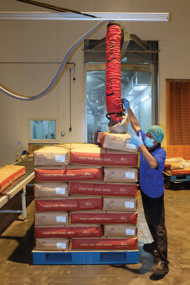 Big-Bag-Entleerer steigert die Effizienz einer Kakaopulveranlage